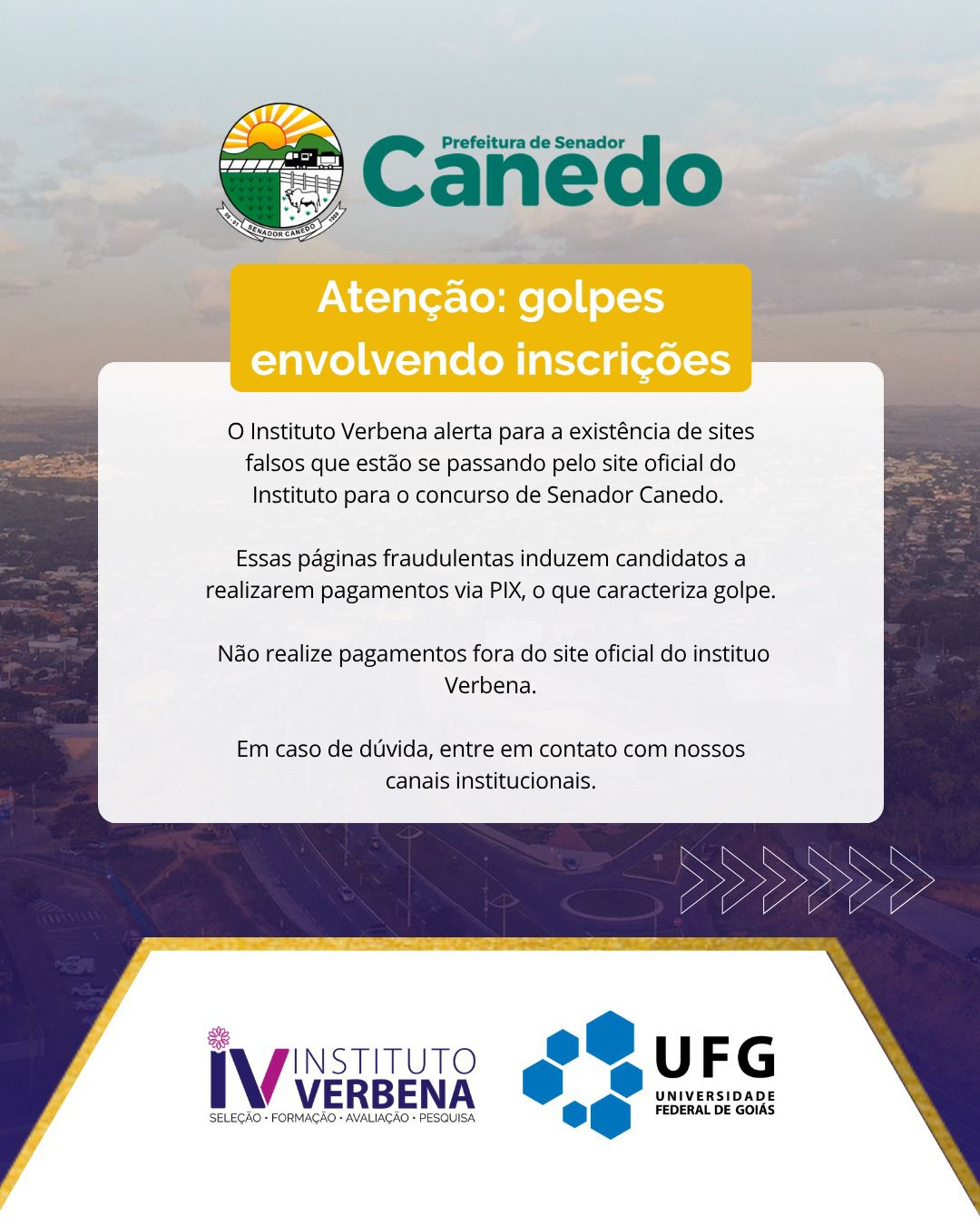 Prefeitura alerta para golpes em inscrições do concurso de Senador Canedo