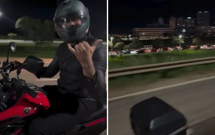 Henrique e Juliano saem de moto após show em Goiânia