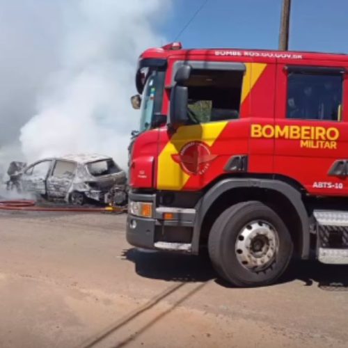 Incêndio em veículo é controlado pelo Corpo de Bombeiros em Senador Canedo