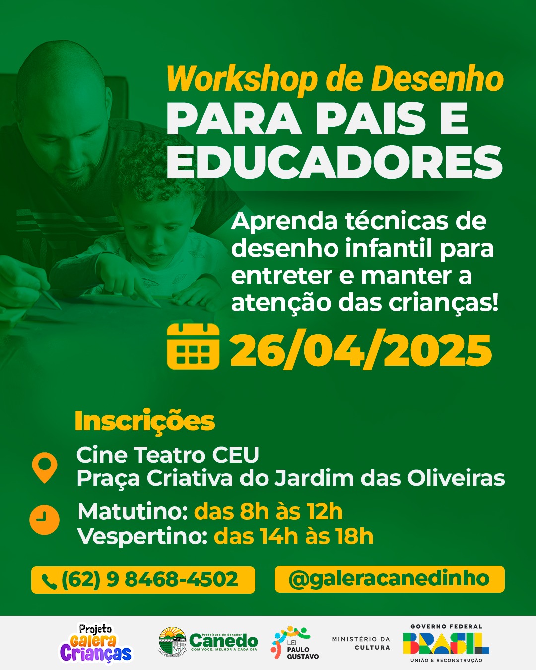 Workshop gratuito ensina pais e educadores a desenhar e se conectar com crianças em Senador Canedo