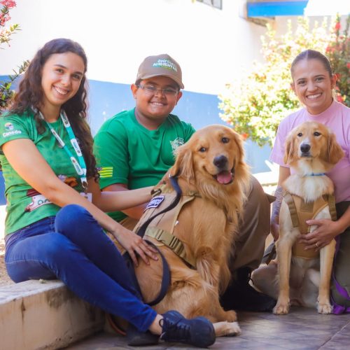 Cães terapeutas ensinam empatia e responsabilidade a alunos do projeto Guardiões Ambientais